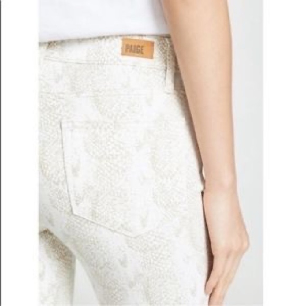 LIKE NEW PAIGE Hoxton Ultra Skinny Jean Sonoran Snakeskin Print‎ 27 White/Tan - Picture 3 of 16